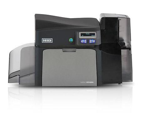HID Fargo DTC4250e ID Card Printer | Ethernet and HID Prox + iClass + MIFARE/DESFIRE and Contact Smart Card Encoder (Omnikey Cardman 5127) | Single Sided | 52008