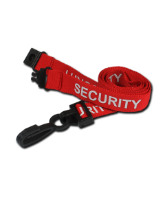 Printed 'Security' 15mm Red Lanyard with Plastic J-Clip | Pack of 100