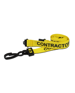 Printed 'Contractor' 15mm Yellow Lanyard with Plastic J-Clip | Pack of 100
