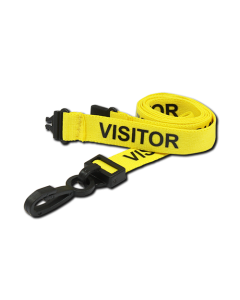 Printed 'Visitor' 15mm Yellow Lanyard with Plastic J-Clip | Pack of 100