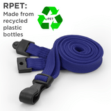 Recycled Plain Navy Blue 10mm Lanyards with Plastic J-Clip | Pack of 100