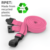 Recycled Plain Pink 10mm Lanyards with Plastic J-Clip | Pack of 100