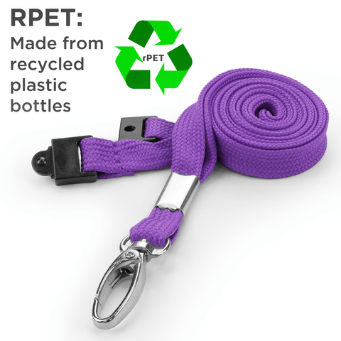 Recycled Plain Purple 10mm Lanyards with Metal Lobster Clip | Pack of 100