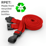 Recycled Plain Red 10mm Lanyards with Plastic J-Clip | Pack of 100