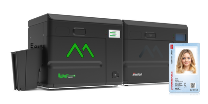 Matica LX Laser Printer side showcase Inline with XID-M600 and sample card
