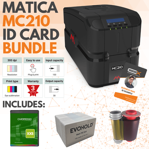 Mid-Level ID Card Printing Bundle / Matica MC210 | Single Sided | MC210BUNDLE