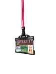 Pink Plastic Clip Lanyard With ID card Holder