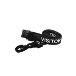 Printed 'Visitor' 15mm Black Lanyard with Plastic J-Clip | Pack of 100