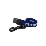 Printed 'Visitor' 15mm Blue Lanyard with Plastic J-Clip | Pack of 100