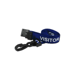 Printed 'Visitor' 15mm Blue Lanyard with Plastic J-Clip | Pack of 100 - Cards-X (UK)