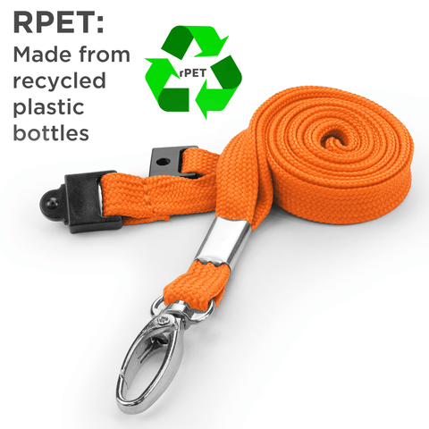 Recycled Plain Orange 10mm Lanyards with Metal Lobster Clip | Pack of 100 - Cards-X (UK)