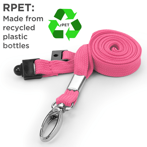 Recycled Plain Pink 10mm Lanyards with Metal Lobster Clip | Pack of 100 - Cards-X (UK)