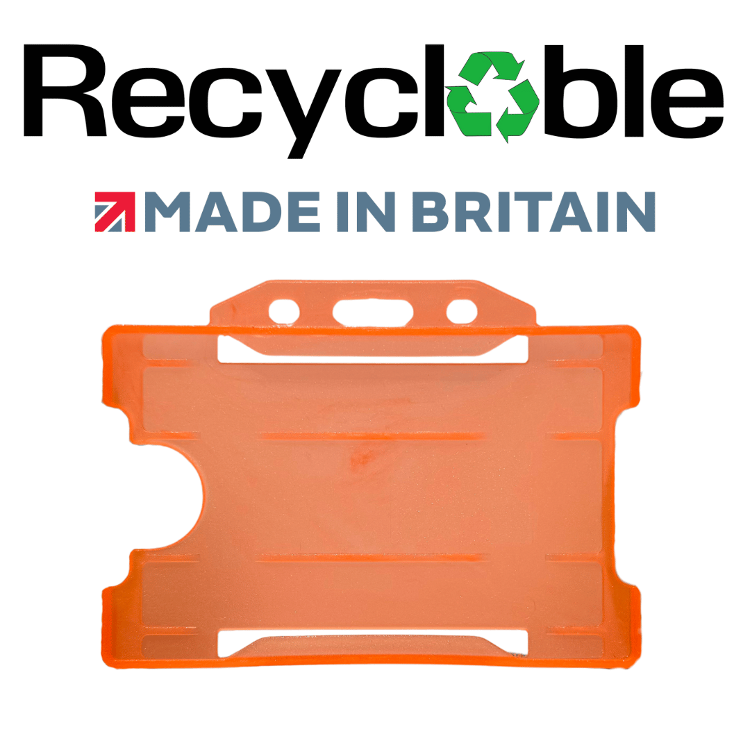 Evohold Recyclable Single Sided Landscape ID Card Holders - Neon Orang