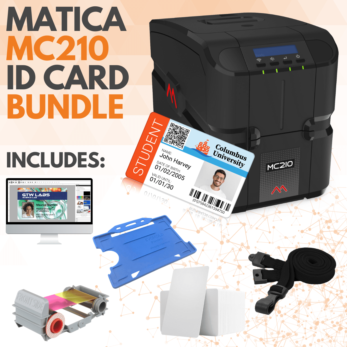 Level Card Mid-Level ID Card Printing Bundle / Matica MC210 | Dual Sided ...