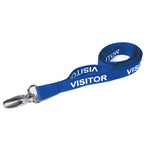 Printed 'Visitor' 15mm Blue Lanyard with Metal Lobster Clip | Pack of 100
