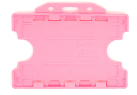 Evohold Antimicrobial Double Sided Landscape ID Card Holders - Pink (Pack of 100)