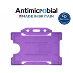 Evohold Antimicrobial Single Sided Landscape ID Card Holders - Purple (Pack of 100)