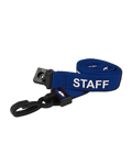 Printed 'Staff' 15mm Blue Lanyard with Plastic J-Clip | Pack of 100