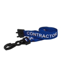 Printed 'Contractor' 15mm Blue Lanyard with Plastic J-Clip | Pack of 100