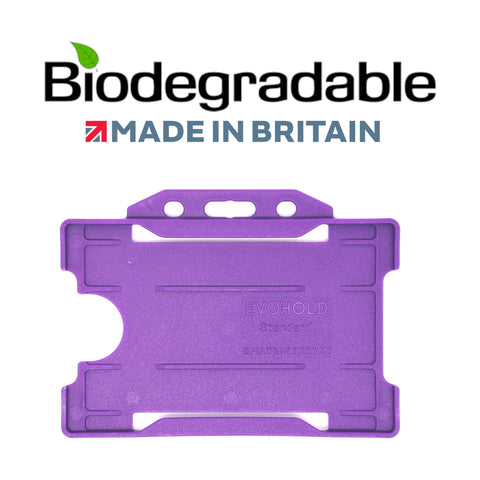Evohold Biodegradable Single Sided Landscape ID Card Holders - Purple (Pack of 100)