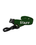 Printed 'Staff' 15mm Green Lanyard with Plastic J-Clip | Pack of 100