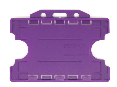 Evohold Antimicrobial Double Sided Landscape ID Card Holders - Purple (Pack of 100)