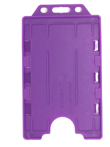 Evohold Antimicrobial Double Sided Portrait ID Card Holders - Purple (Pack of 100)