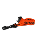 Printed 'Visitor' 15mm Orange Lanyard with Plastic J-Clip | Pack of 100