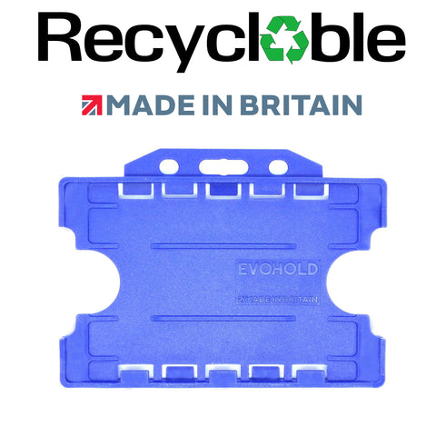 Evohold Recyclable Double Sided Landscape ID Card Holders - NHS Blue (Pack of 100)