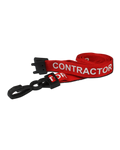 Printed 'Contractor' 15mm Red Lanyard with Plastic J-Clip | Pack of 100