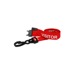 Printed 'Visitor' 15mm Red Lanyard with Plastic J-Clip | Pack of 100