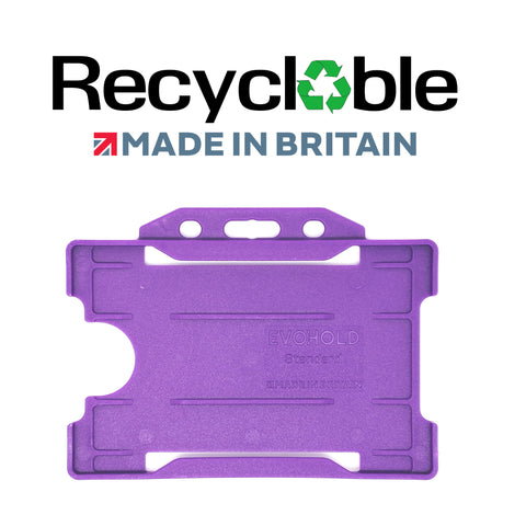 Evohold Recyclable Single Sided Landscape ID Card Holders - Purple (Pack of 100)