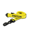 Printed 'Visitor' 15mm Yellow Lanyard with Plastic J-Clip | Pack of 100