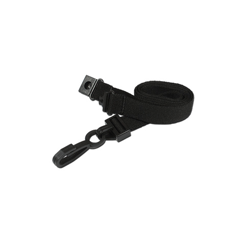 Plain 15mm Black Breakaway Lanyard with Plastic J Clip | Pack of 100 - Cards-X (UK)