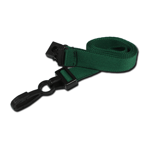 Plain 15mm Green Breakaway Lanyard with Plastic J Clip | Pack of 100 - Cards-X (UK)