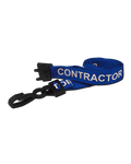 Printed 'Contractor' 15mm Blue Lanyard with Plastic J-Clip | Pack of 100 - Cards-X (UK)