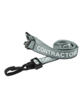 Printed 'Contractor' 15mm Grey Lanyard with Plastic J-Clip | Pack of 100 - Cards-X (UK)