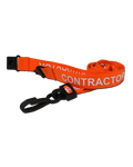 Printed 'Contractor' 15mm Orange Lanyard with Plastic J-Clip | Pack of 100 - Cards-X (UK)