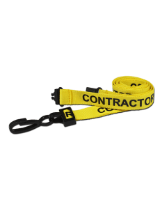 Printed 'Contractor' 15mm Yellow Lanyard with Plastic J-Clip | Pack of 100 - Cards-X (UK)