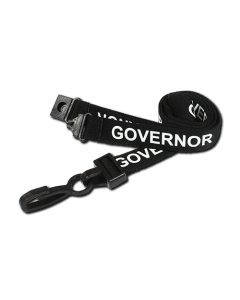Printed 'Governor' 15mm Black Lanyard with Plastic J-Clip | Pack of 100 - Cards-X (UK)