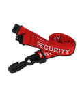 Printed 'Security' 15mm Red Lanyard with Plastic J-Clip | Pack of 100 - Cards-X (UK)