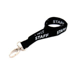 Printed 'Staff' 15mm Black Lanyard with Metal Lobster Clip | Pack of 100 - Cards-X (UK)