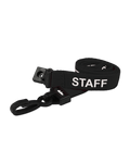 Printed 'Staff' 15mm Black Lanyard with Plastic J-Clip | Pack of 100 - Cards-X (UK)