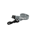 Printed 'Staff' 15mm Grey Lanyard with Plastic J-Clip | Pack of 100 - Cards-X (UK)