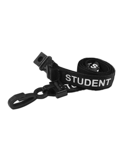 Printed 'Student' 15mm Black Lanyard with Plastic J-Clip | Pack of 100 - Cards-X (UK)