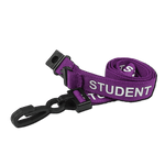 Printed 'Student' 15mm Purple Lanyard with Plastic J-Clip | Pack of 100 - Cards-X (UK)