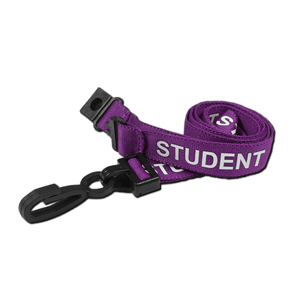 Printed 'Student' 15mm Purple Lanyard with Plastic J-Clip | Pack of 100 - Cards-X (UK)
