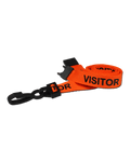 Printed 'Visitor' 15mm Orange Lanyard with Plastic J-Clip | Pack of 100 - Cards-X (UK)