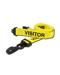 Printed 'Visitor' 15mm Yellow Lanyard with Plastic J-Clip | Pack of 100 - Cards-X (UK)
