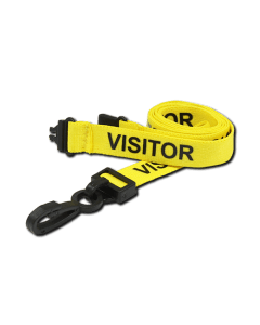Printed 'Visitor' 15mm Yellow Lanyard with Plastic J-Clip | Pack of 100 - Cards-X (UK)